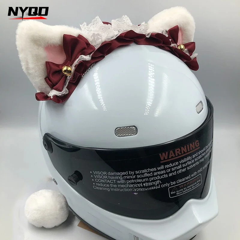 Motorcycle Helmet Ornaments Exquisite Velvet-lined Cat Ears Electric Motor Men's and Women's Ski Headwear Accessories