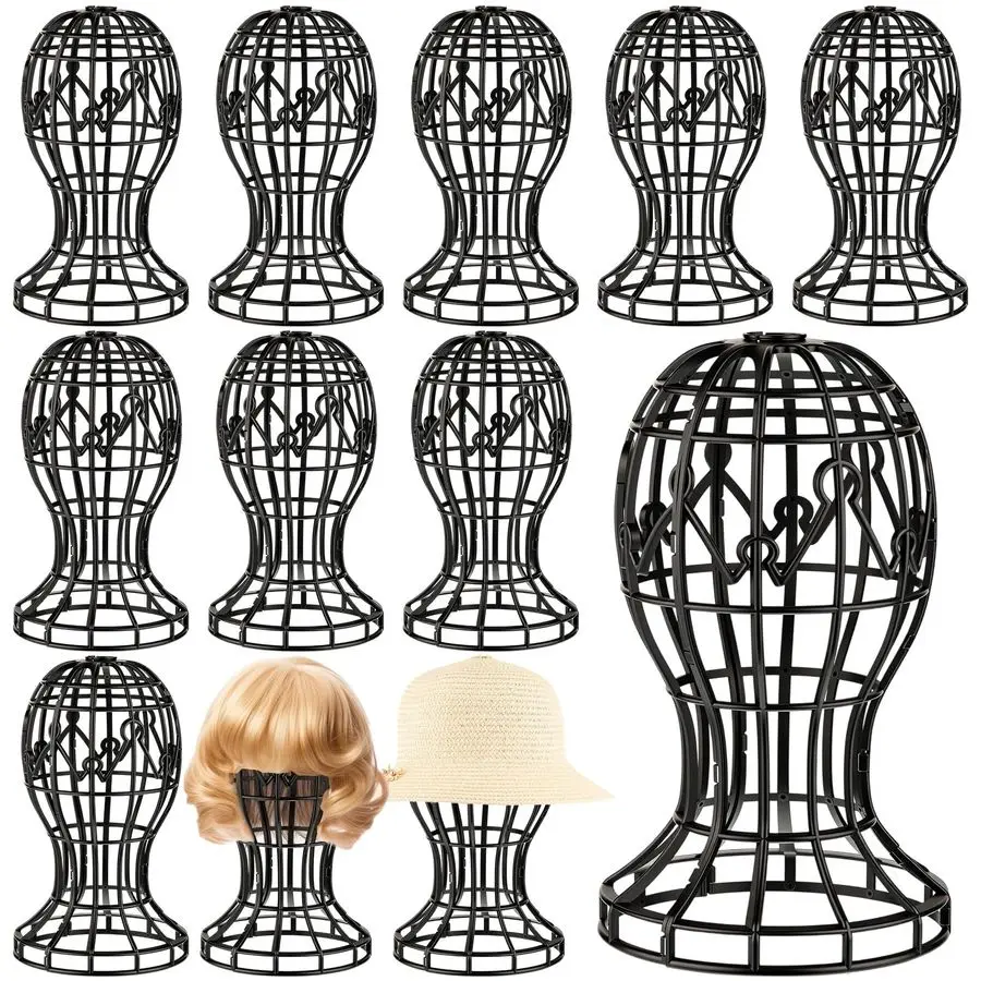 

Упаковка подставки для париков, черные пластиковые держатели для париков. Портативная подставка для шляп с вырезом в форме головы для использования в домашних салонах и различных размеров.