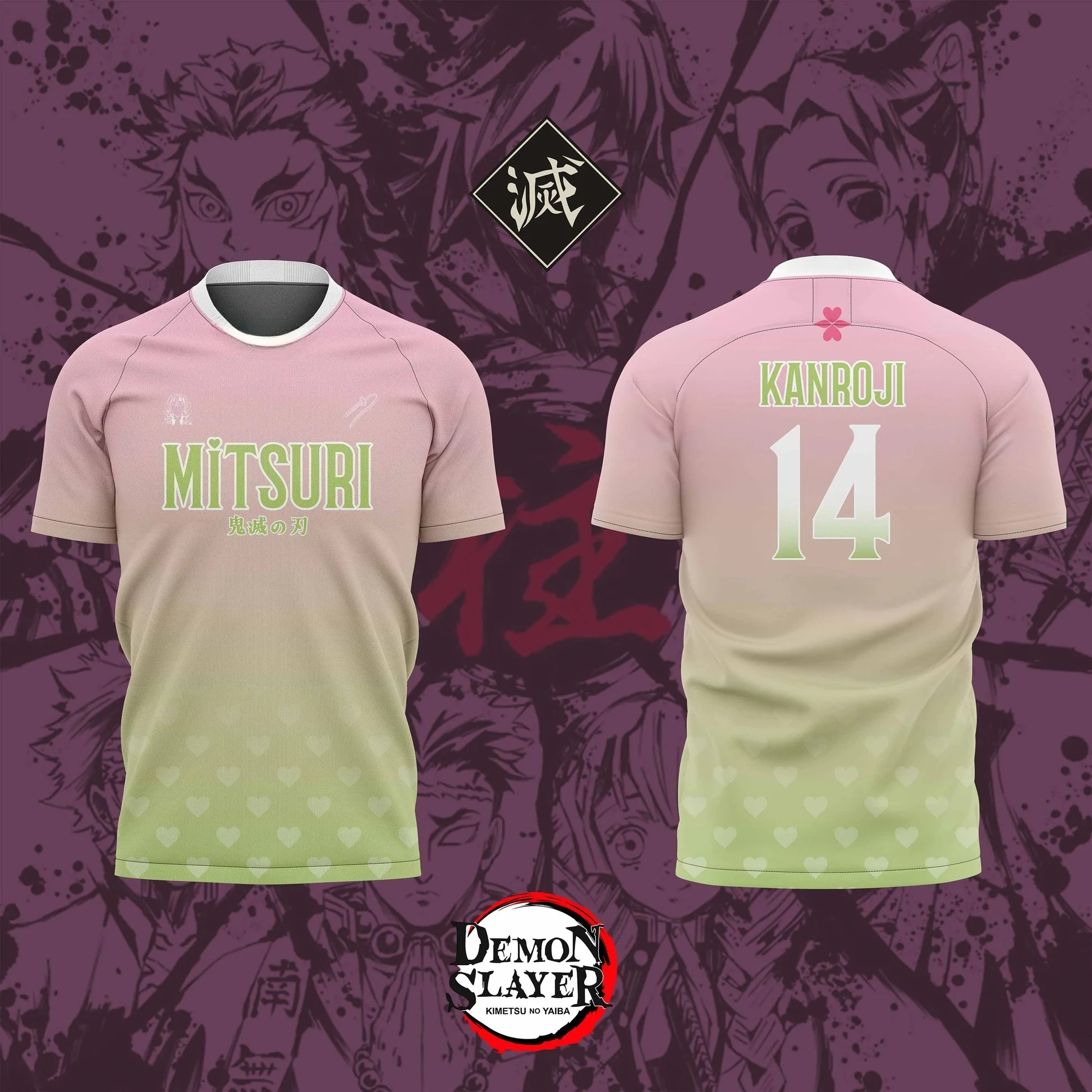 Camiseta Deportiva de Fútbol con Estampado 3D de MITSURI KANJURI de Demon Slayer, Edición 2026, Número 14, para Hombre, Verano, Informal, para Niños