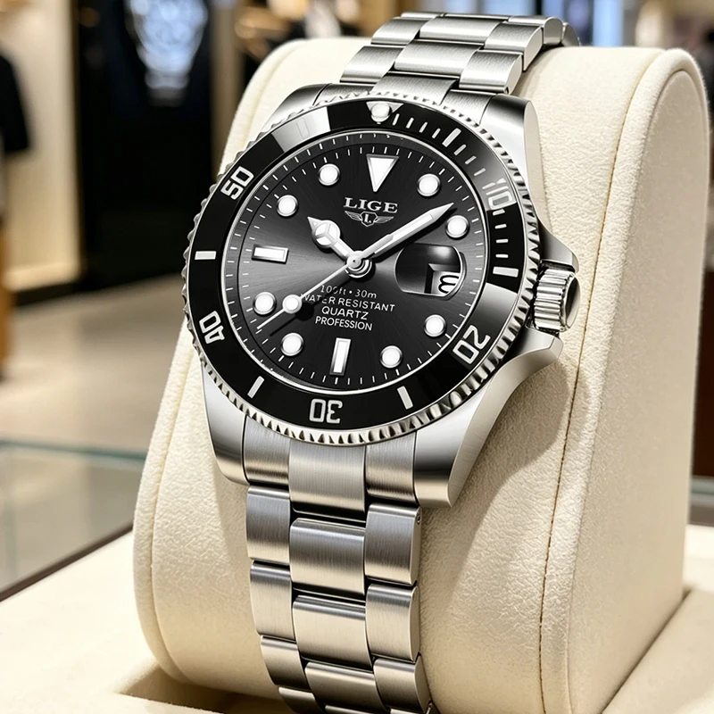 LIGE 2026 Neue Luxus-Stahluhren für Herren Business-Mode Quarz-Armbanduhren Leuchtend 30M Wasserdicht Sportliche Herrenuhren Geschenk Reloj
