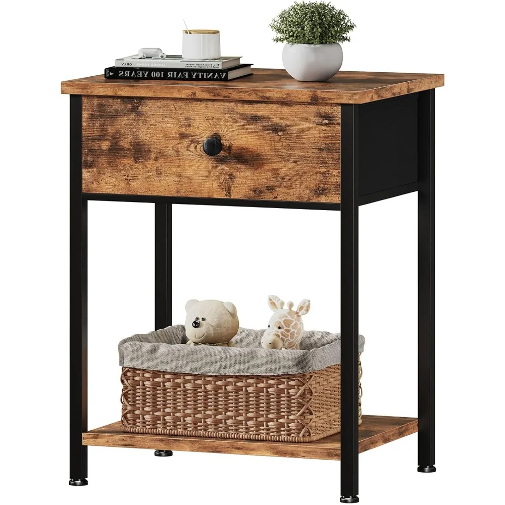 

Nightstand with Drawers,Small Night Stand with Storage Bedside Table for Bedroom, Dorm, Modern End Table