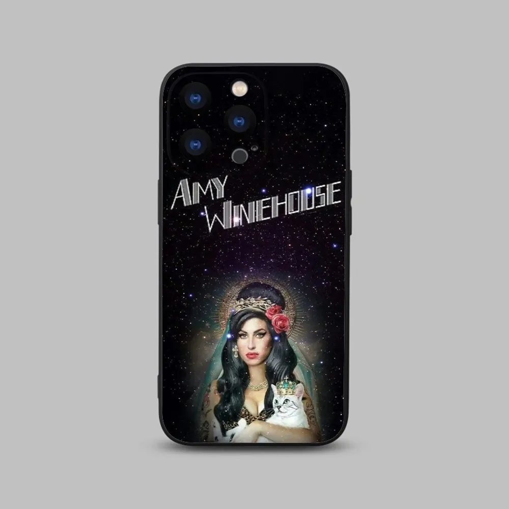 Amy Winehouse Singer Phone Case For iPhone 15,14,13,12,11 Plus,Pro,Max,XR,XS,X,7,8 Plus,SE,Mini Black Silicone Soft