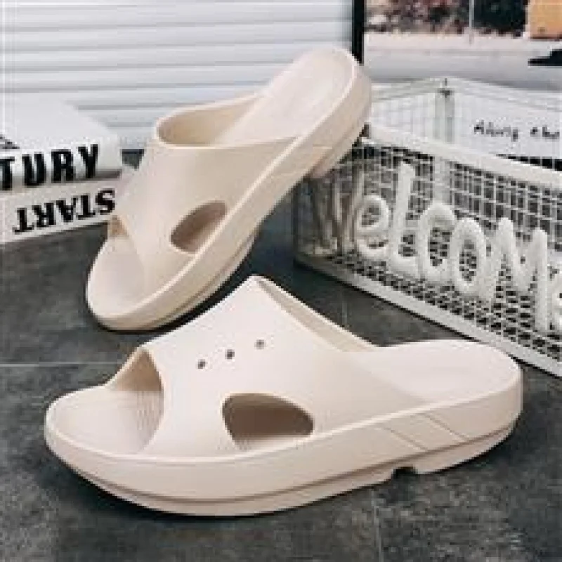 

2025Summer Breathable Comfortable High-Quality New Massage High Elastic Rubber Plastic One-Word Slippers Couple Sandals36-45