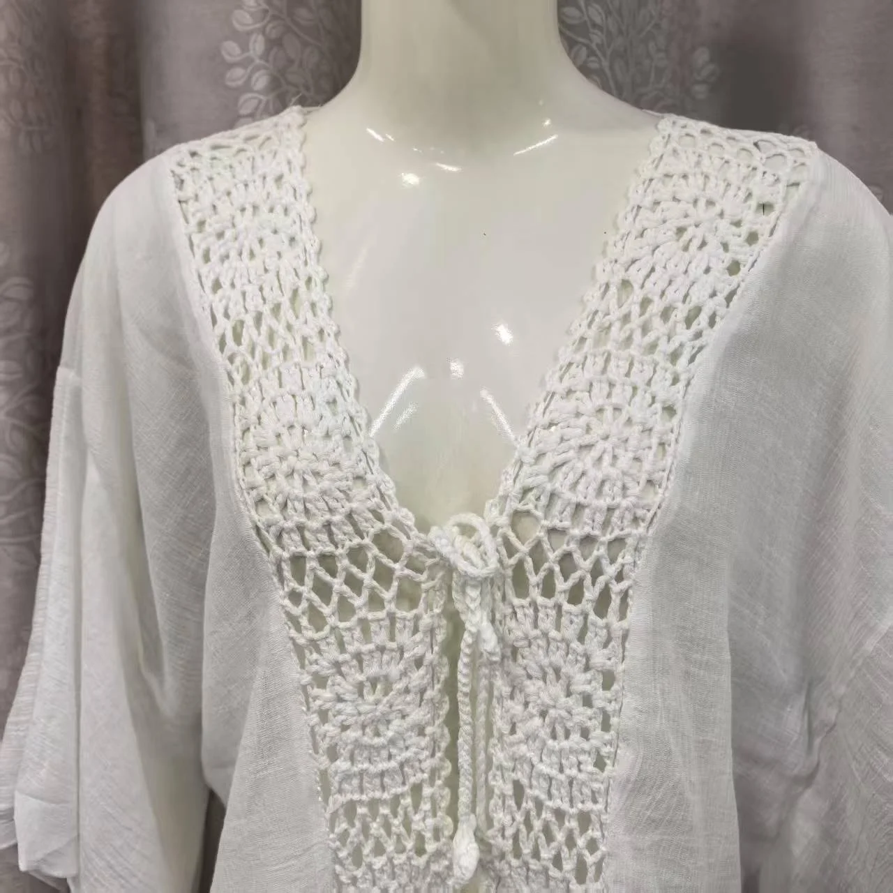 Luźny kardigan plus size, spódnica plażowa, na wakacje na świeżym powietrzu, z paskiem, poliester, casual, damski, na lato 2025