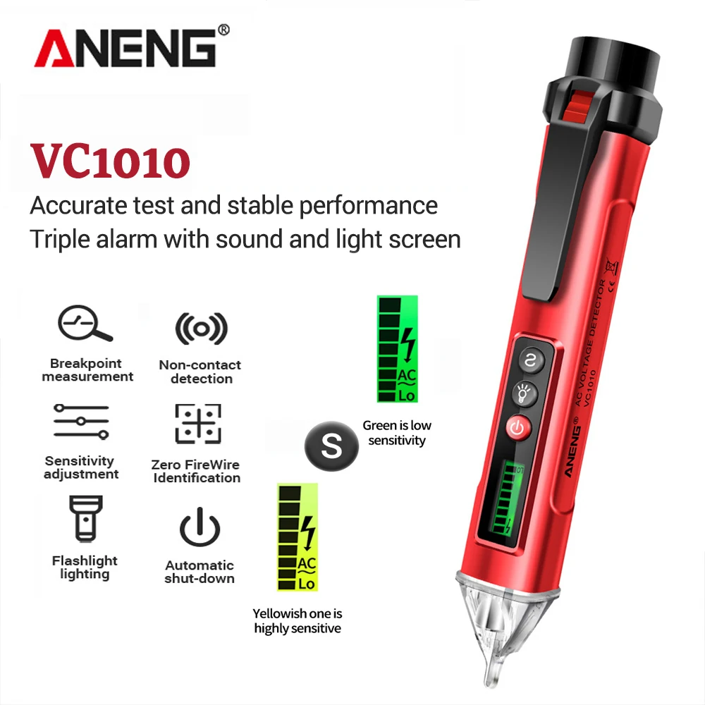 ANENG VC1010 Digital AC/DC Voltage Detectors Smart Non-Contact Tester Pen Meter 12-1000V Current Electric Sensor Test Pencil