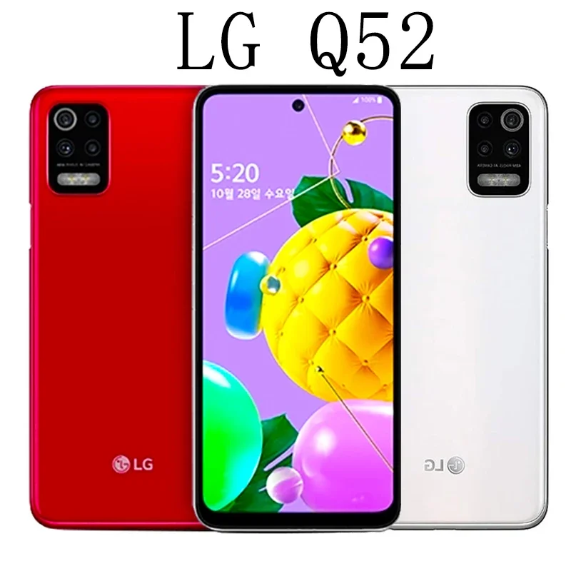 잠금 해제 오리지널 LG Q52 스마트폰 ROM, 6.6 인치, CPU P35 12nm, 안드로이드 10.0 쿼드 카메라, 모바일 휴대폰 터치 스크린, 4GB RAM, 64GB