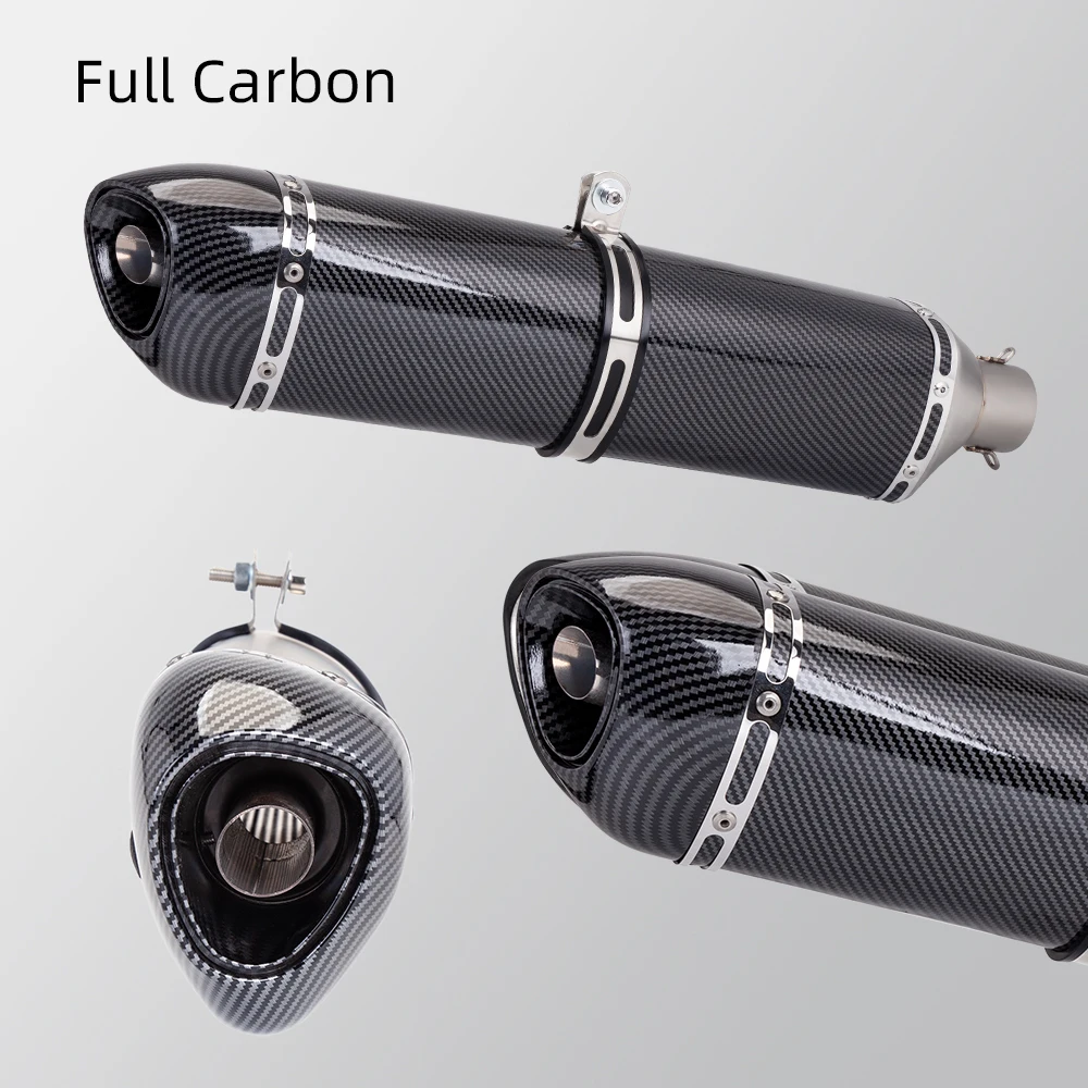 Universal 51mm Caliber Motorcycle Exhaust Pipe High Quality Carbon Fiber Long 470/570 mm Full System Exhaust Link Pipe