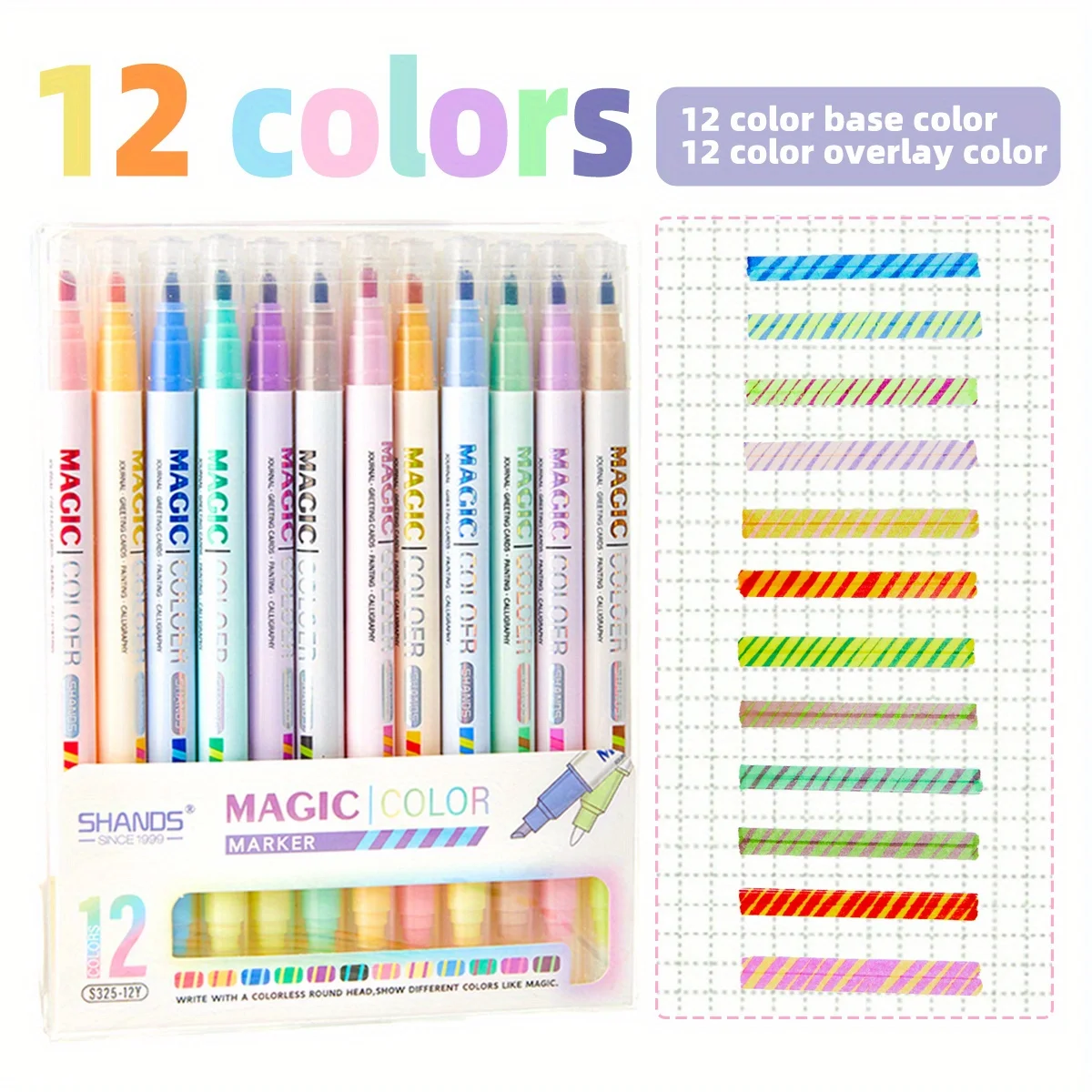 

6/12pcs Magic Highlighter Color-Changing Markers, various aesthetic highlighter markers, suitable for journals, diaries, and han