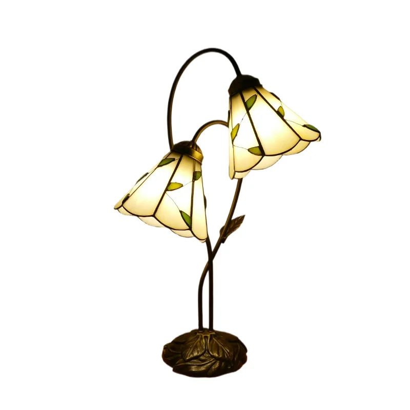 

Modern Pink Flower Leaf Glass Table Lamp with Metal Stand for Home Decor in Bedroom Living Room Office or Restaurant Lighting