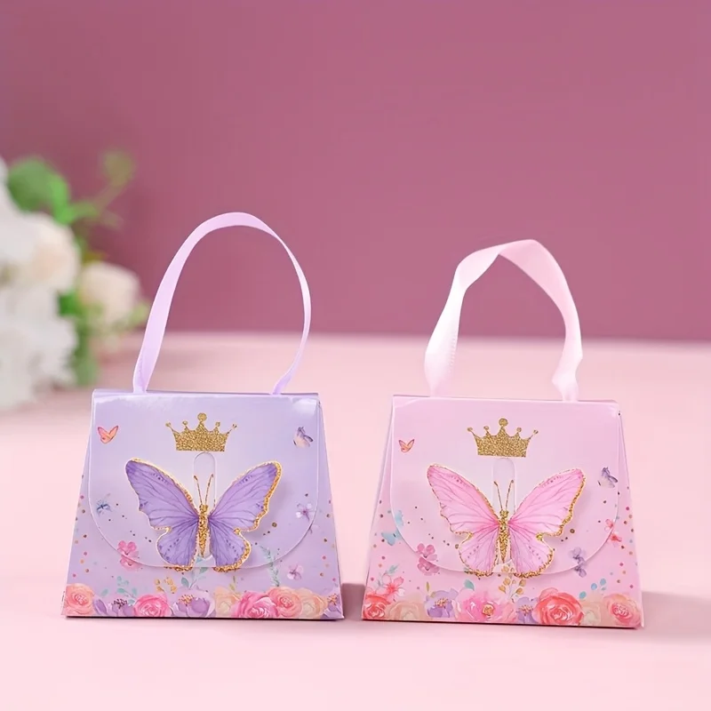 Schmetterlings-Kronen-Papiertüten & Geschenktaschen, geeignet für Babypartys, Hochzeiten, Geburtstagsfeiern, Dekorationen, Geschenkverpackungen. – Detail 9
