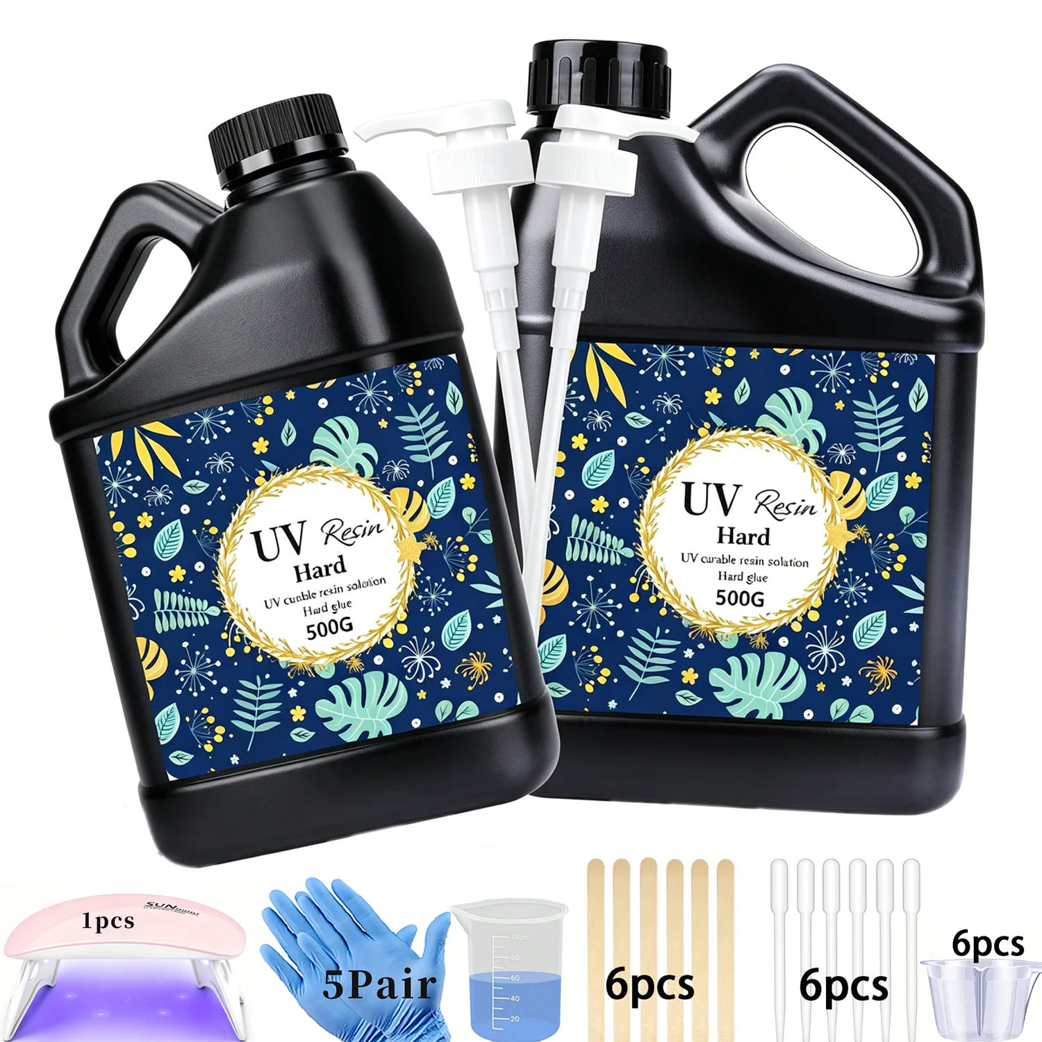 Crystal Clear&Low Odor,UV Light,Silicone Mat,Ultraviolet Epoxy Resin Hard,Starter Kit for Jewelry,Craft Decor,Keychain Making