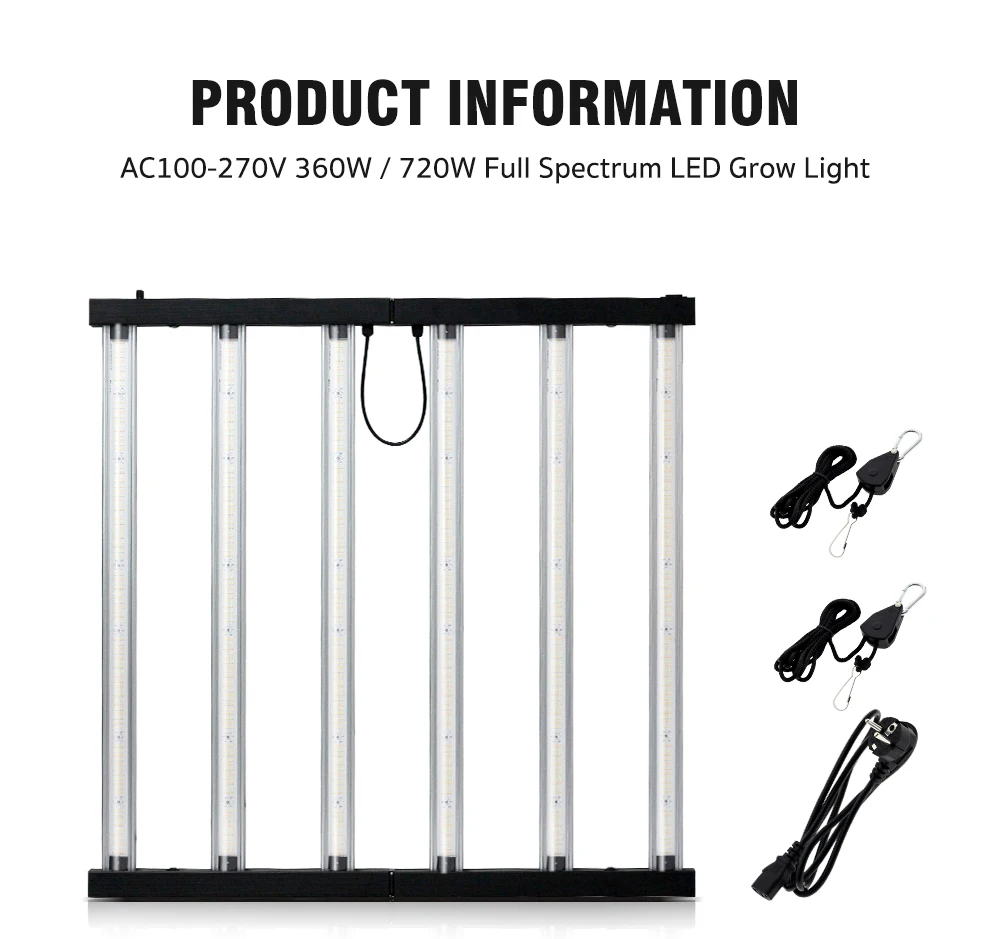 360W 720W LED Pflanzenlampe Vollspektrum Blau 460nm Rot 660nm IR 730nm UV 395nm, 2,7umol/J 1280umol/J/s Hohe PPFD Hanfpflanzenlampe für 4 × 4 5 × 5FT Zelt – Detail 7