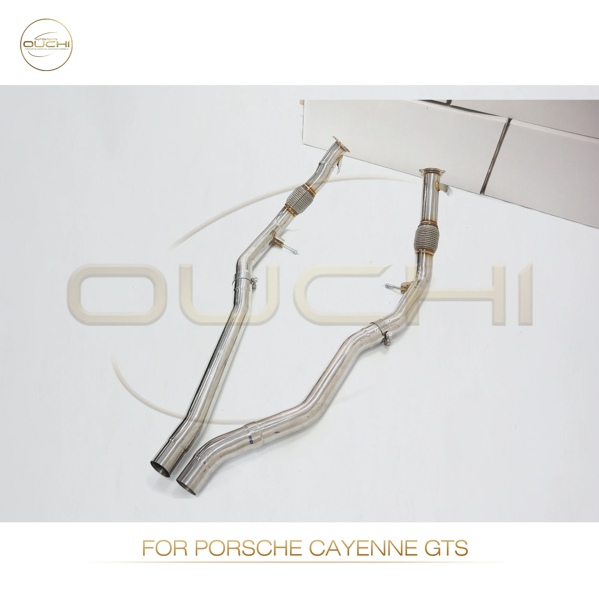 High performance Resonant tube for Porsche Cayenne GTS Upgrade Turbo S OUCHI Stainless steel Exhaust System Car Accessories