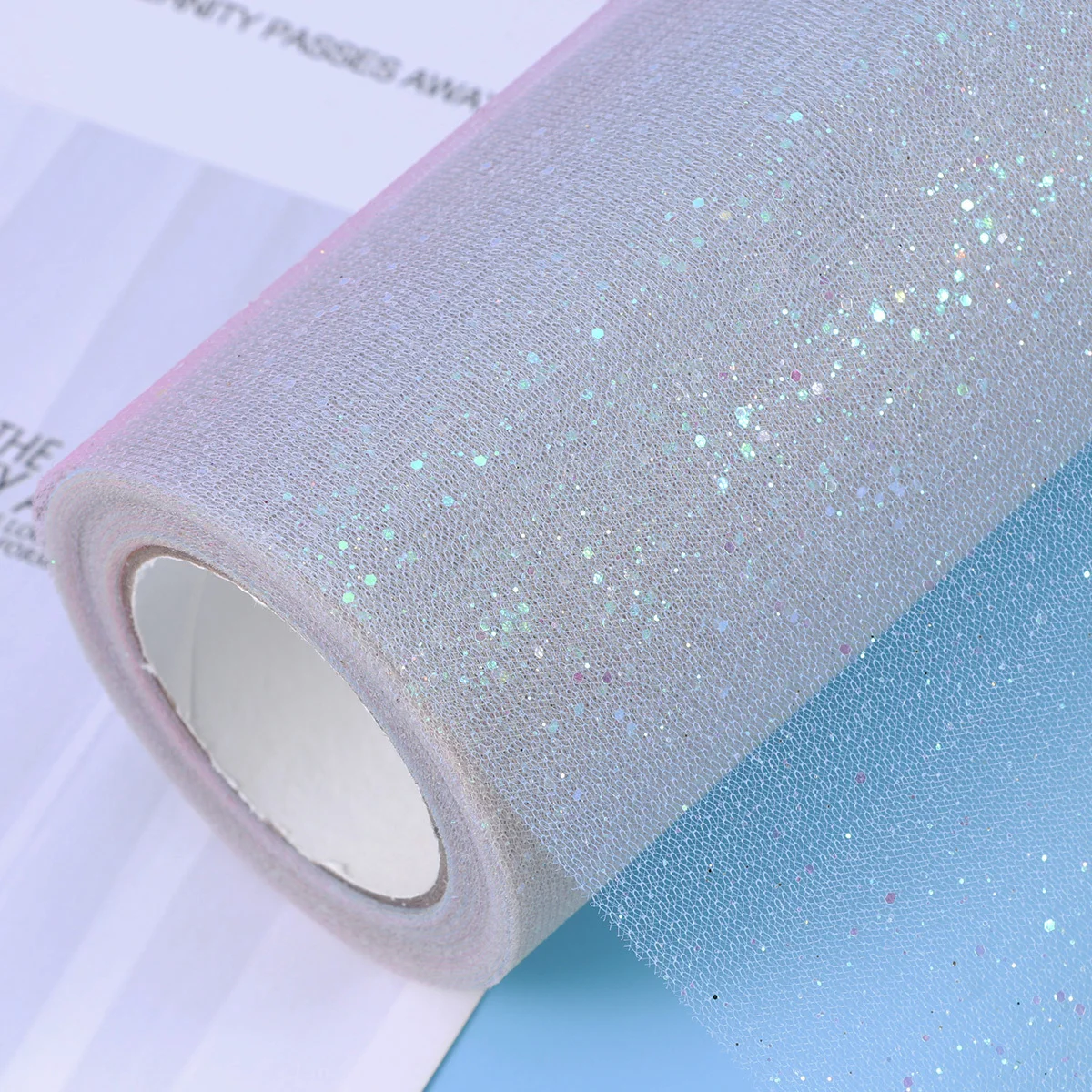 

15cm by 10yd Rainbow Glitter Tulle Roll Spool Ideal for Wedding Party Decorations Gifts Wrapping Crafts Tulle Roll Spool