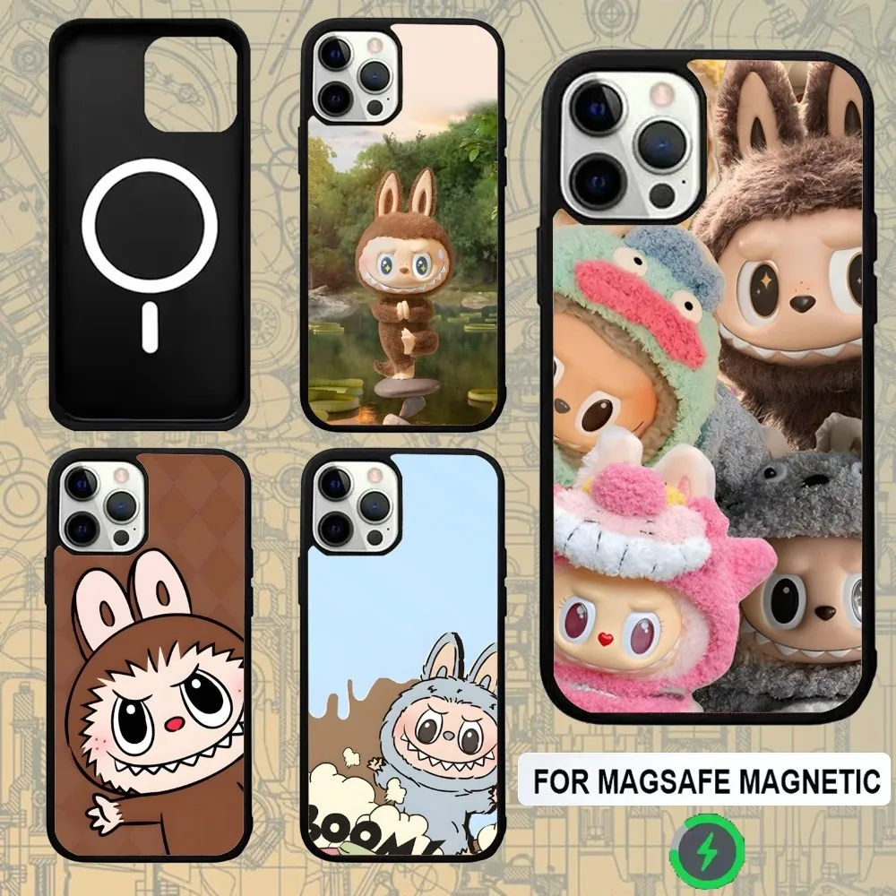 

L-Labubu Cute Phone Case For IPhone 16,15,Pro,Max,Case 14,Plus,13,12,11 Magesafe Magnetic Wireless Charge Cover