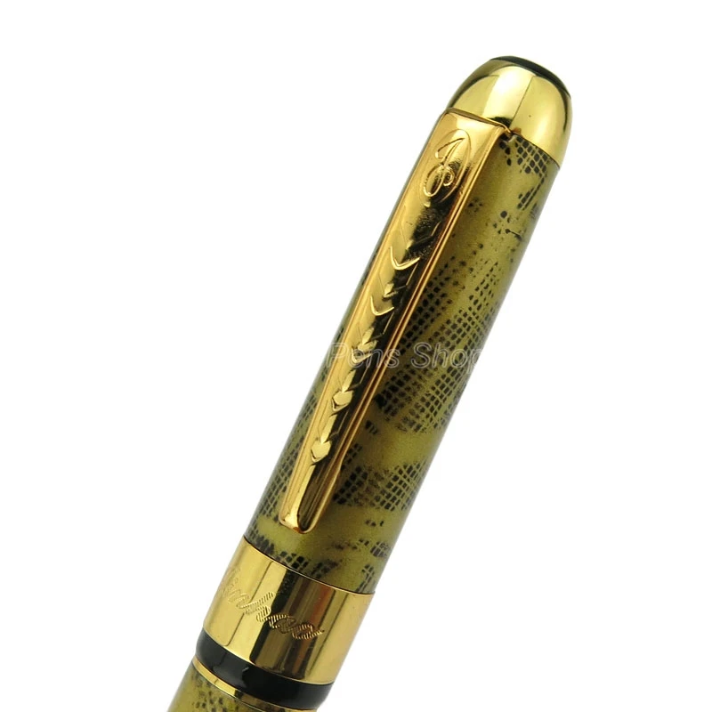 Jinhao 250 Metal Barrel Roller Ball Pen Refillable Gold Trim Professional Office Stationery Writing Accessory