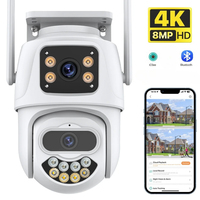 Outdoor Dual Lens Wireless Camera 4K 8MP PTZ IP Camera Auto Tracking Video Surveillance Security CCTV WiFi Camera P2P iCSee