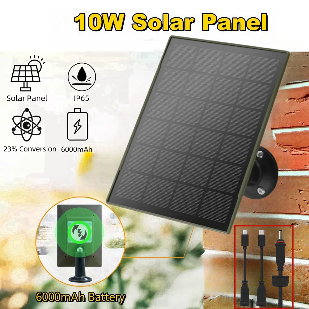 Portable 10W Solar Charger Panel Waterproof Compact High-Efficiency Solar Power for Outdoor Camera Phone Charging Power Bank