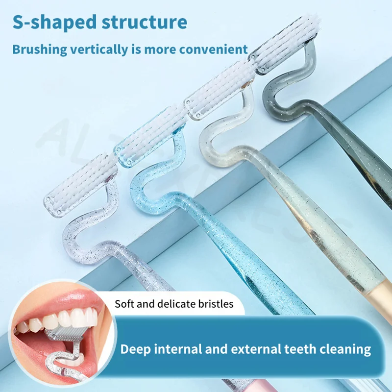 S-Shape Toothbrush Soft Interdental Soft Bristled Tongue Coating Brush For Adults And Men Soft Bristled Tongue Coating Interdent