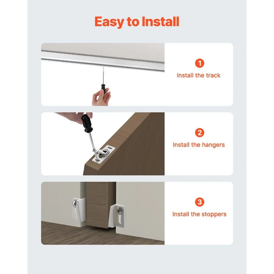 Sliding Pocket Door Hardware Track Kit, 5.73 ft Heavy Duty Pocket Door Hardware Kit, Commercial Grade Pocket Door Hardware and