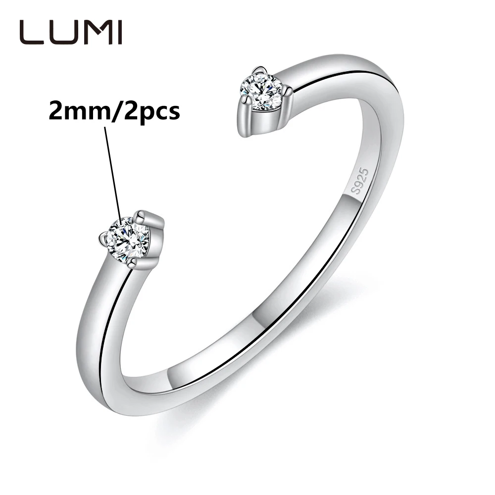 

2mm 2pcs Original Moissanite S925 Silver Ring Perfect Gifts for Women Party Anniversary Birthday Jewelry Present