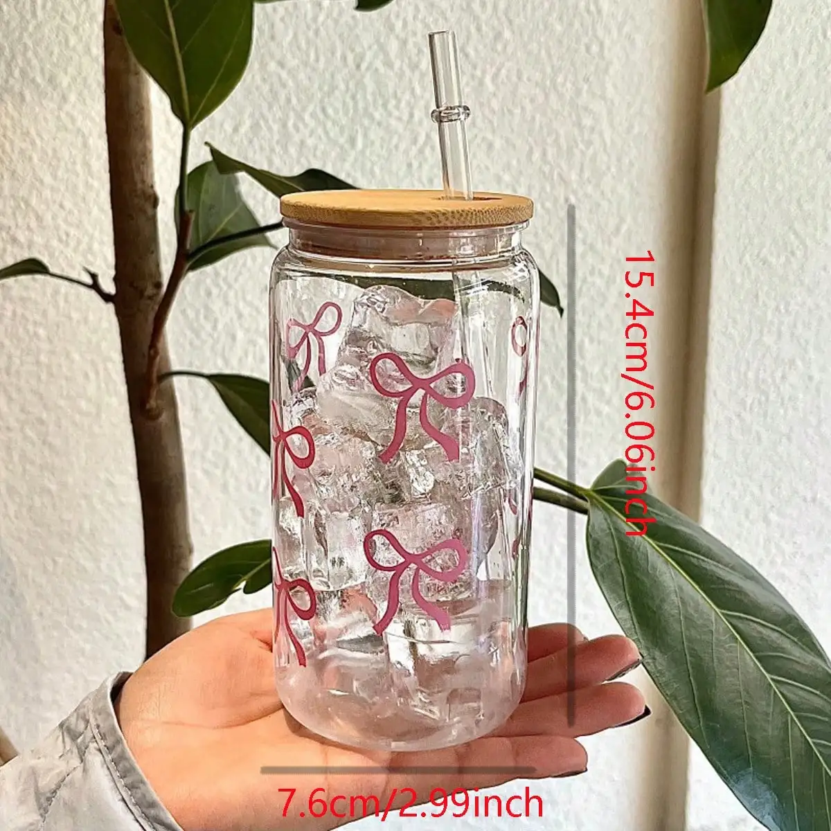 Bow Tie Print Water Cup，Transparent Plastic Water Bottle , With Lid And Straw，For Daily life,Back-to-school Season