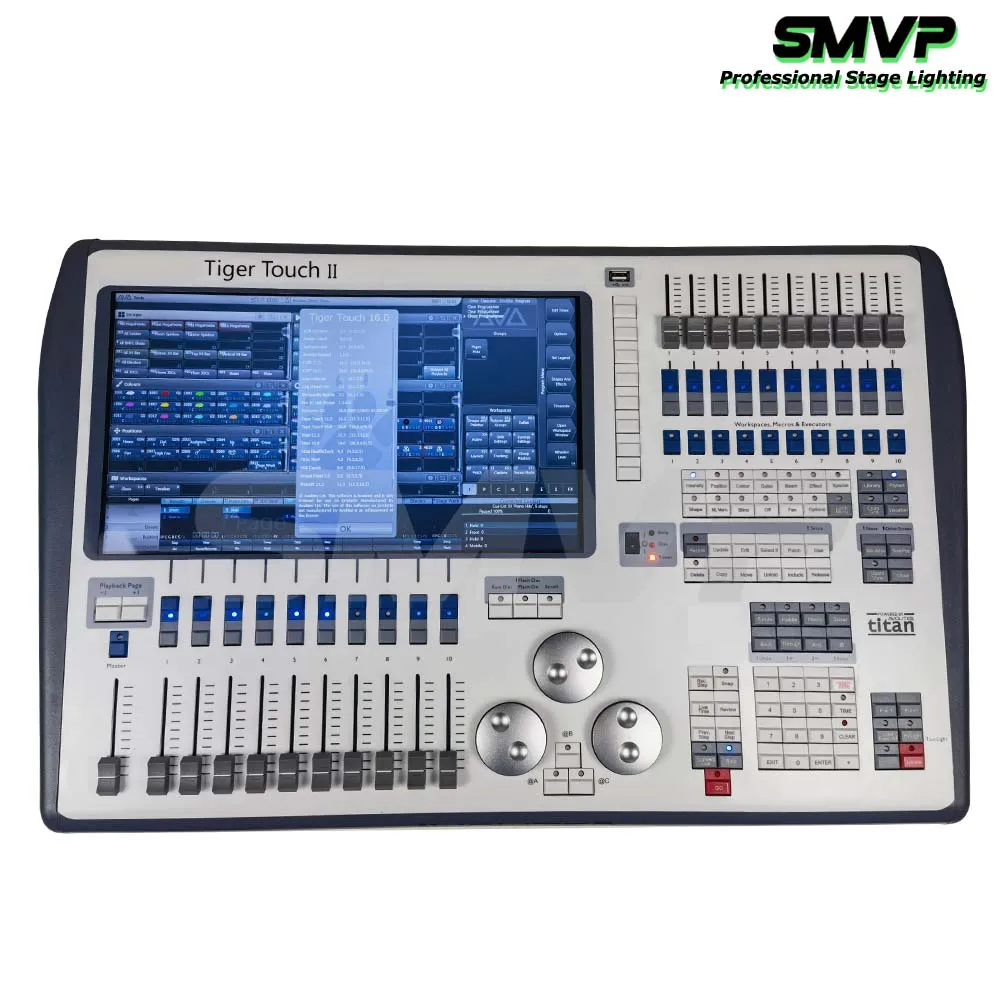 New Tiger Touch II V16 Console With Electric Push Rod DMX512 Stage Light Controller For DJ Disco Party Wedding Concert Show Bar