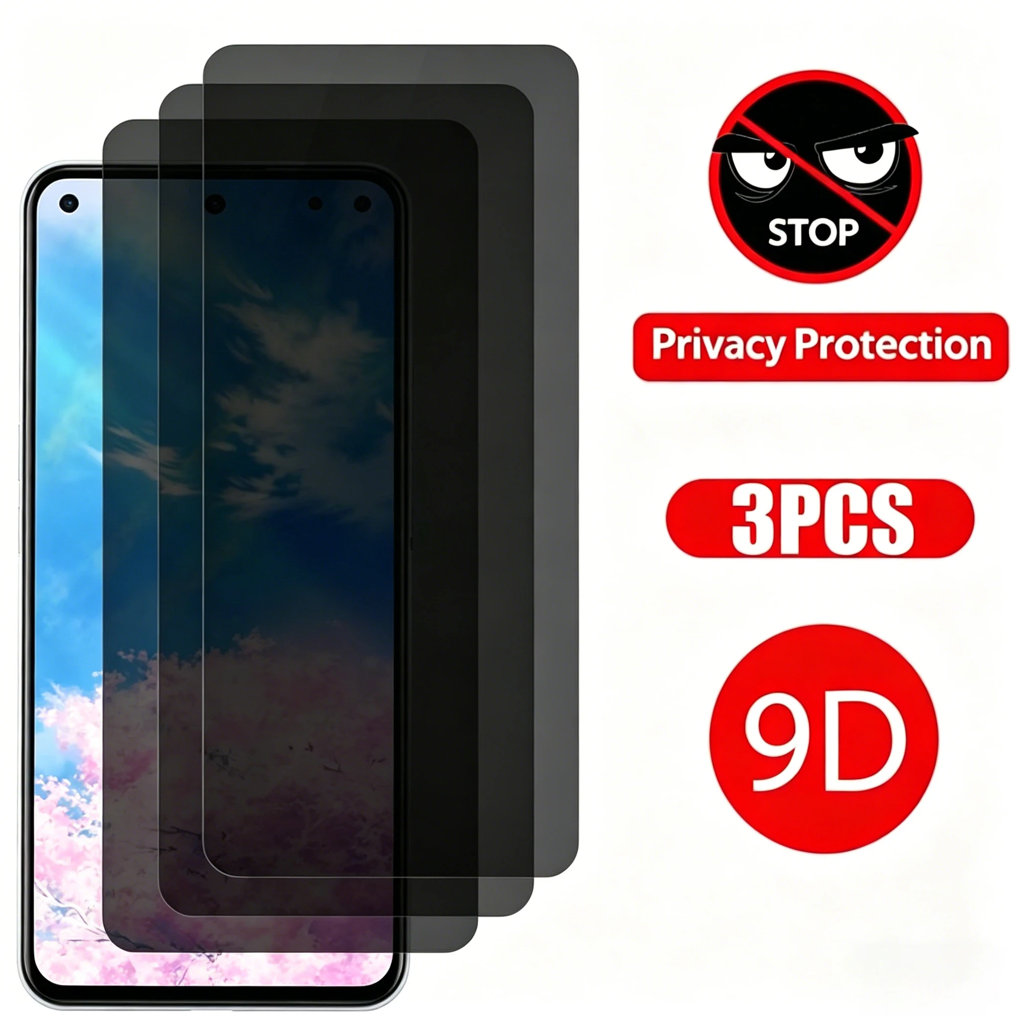 3-1Pcs Anti-Spy Screen Protector For Xioami Poco X8 Pro Max X7 X6 X5 X4 X3 GT F8 F4 F3 M8 M7 M6 M5 M4 Pro C75 C31 Privacy Glass