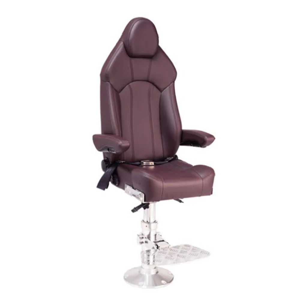 

Factory Hot Sale Wine Red Boat Suspension Seat Aluminum Marine Yacht Seats With Armrest Pilot Driver Seat Luxury Captain Chair