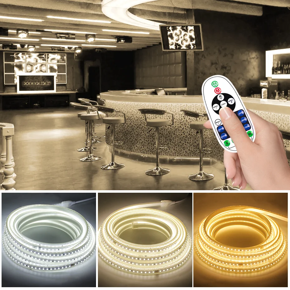 

220V LED Strip 2835 120LEDs/m Dimmable Flexible LED Tape Light Outdoor IP67 Waterproof LED Ribbon Light for Home Decoration