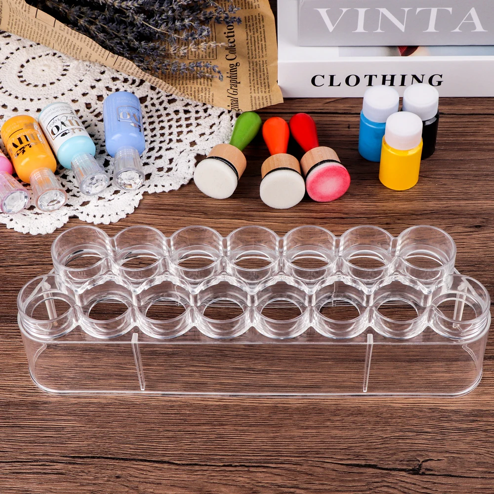 11.5x3x3.3inc Clear Storage Rack Craft Paint Organizer Holds 15 Each for Acrylic Paints/accents/glitter Glues Storage Container