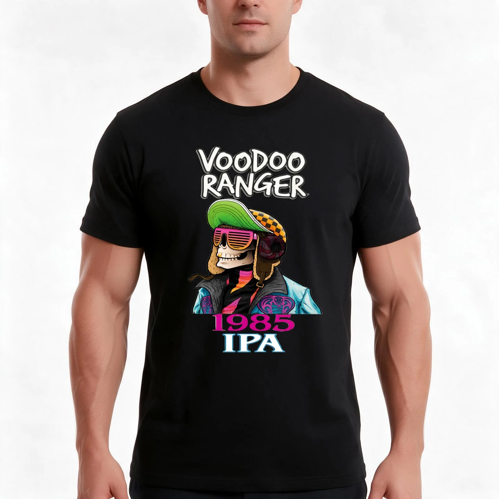 Voodoo Ranger T-Shirt, Summer Casual Cotton Tee, Oversized Streetwear Tops, Vintage Graphic Print, Loose Fit Short Sleeve