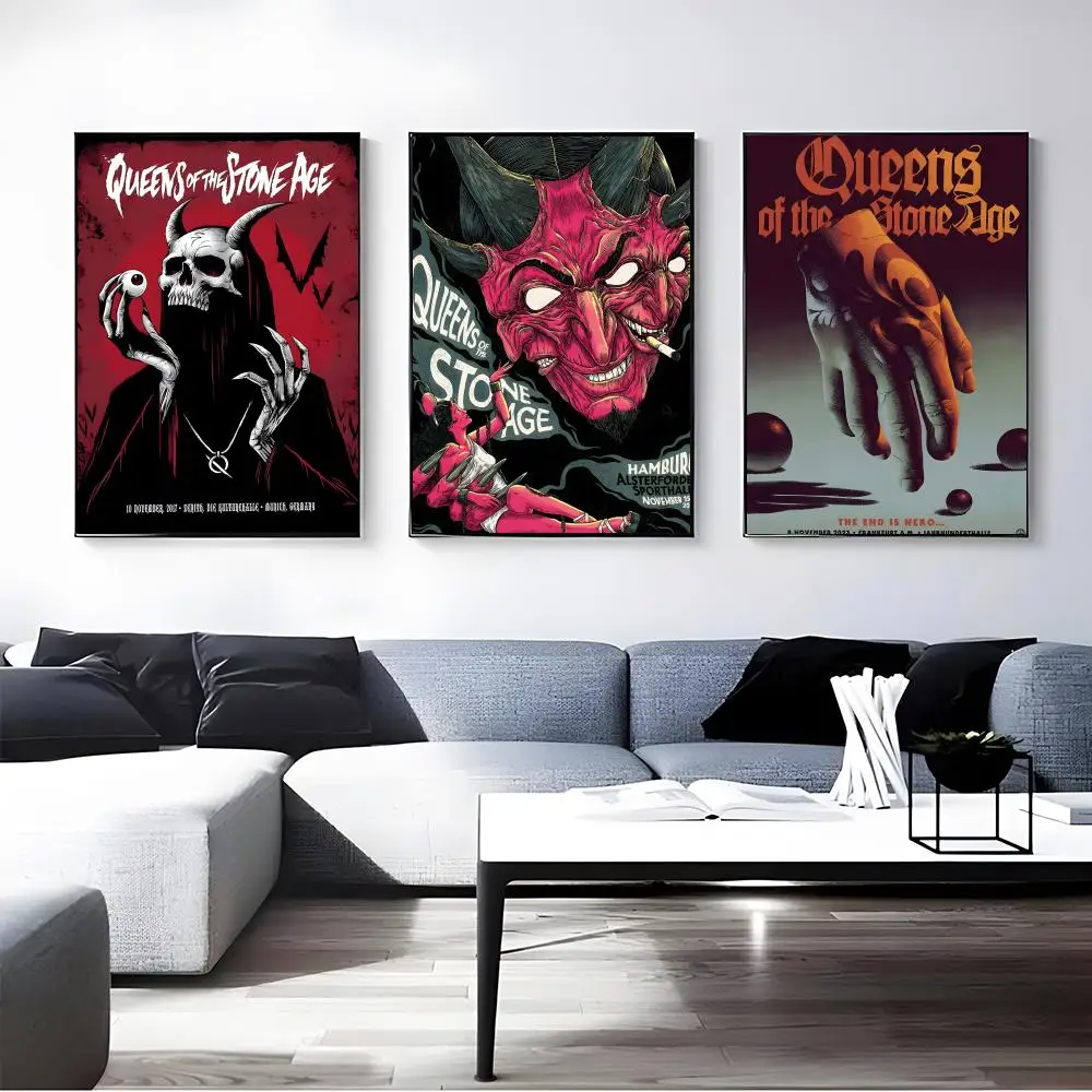Band Queens Of The Stone Age Poster Self-adhesive Art Waterproof Paper Sticker Coffee House Bar Room Wall Decor