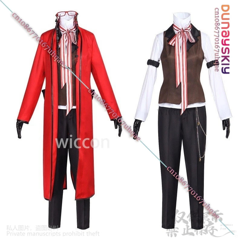 Anime Blackr Butler Cosplay Grell Sutcliff Michaelis Costume Red Butler Uniform Coat Suit Wig Glasses Halloween Christmas Party