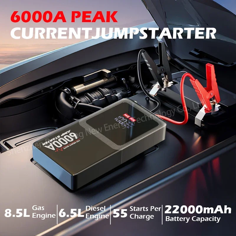 6000A Power Bank 22800mAh  12V Car Battery Jump Starter Portable Charger Car Booster Auto Starting Device Emergency Starter