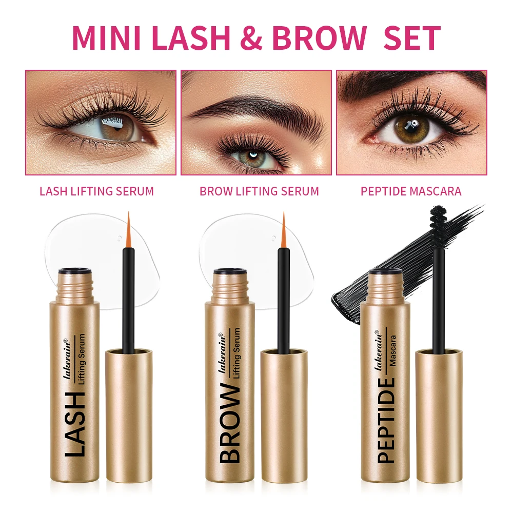 Lash&Brow Set Eyebrow Eyelash Growth Serum Peptide Mascara Eyelash&EyebrowLonger Fuller Thicker Curling Lash Eye Care Products
