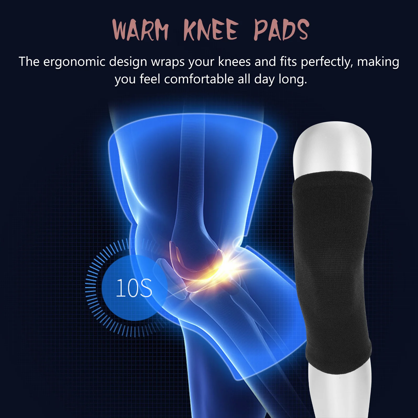 

2Pairs Knee Pads Thick Warm Kneepads with Shock Absorption Support for Sports Running Basketball Cycling Yoga Unisex Fitness