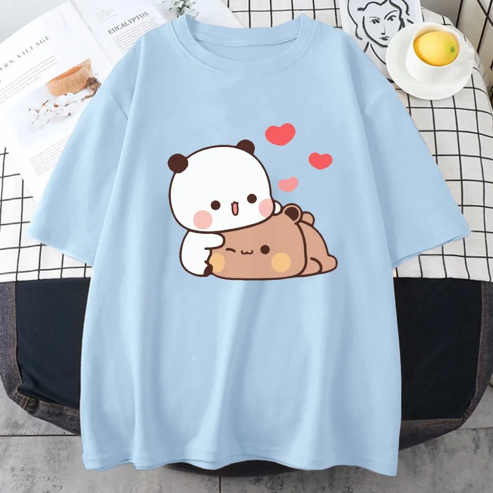 Panda Bear Bubu e Dudu Pattern Print t-shirt ragazzi e ragazze cotone girocollo a maniche corte Top t-shirt Casual carina per bambini