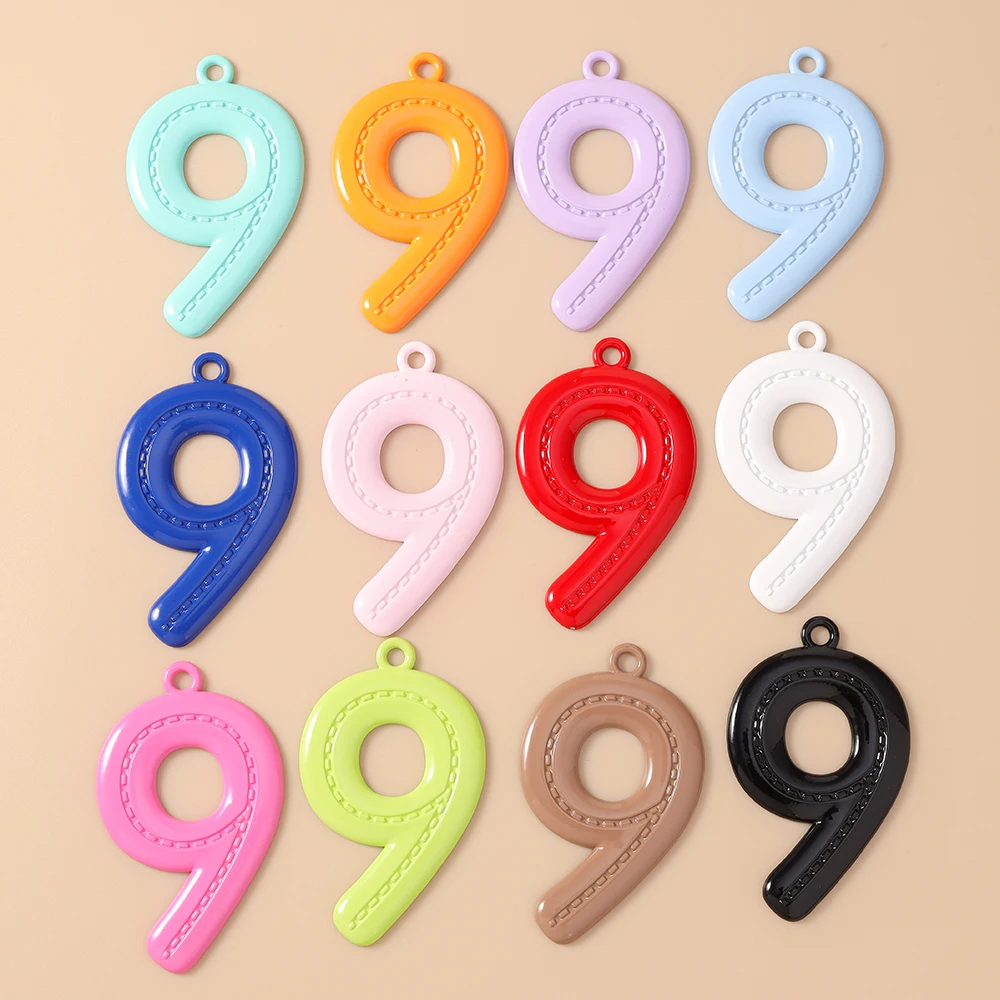 Leslie 5 Stück 51 mm niedliche 0-9 Zahlenanhänger für Schmuckherstellung, DIY Ohrringe, Anhänger, Halsketten, Armbänder, Bastelbedarf – Detail 11