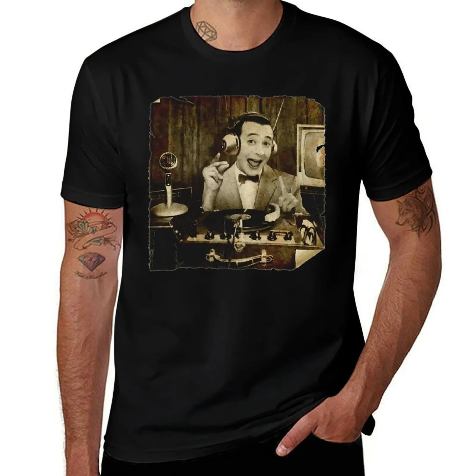 DJ Pee-wee Herman Takes to the KCRW Airwaves retro vintage T-Shirt Casual Fashion Print Tee Top