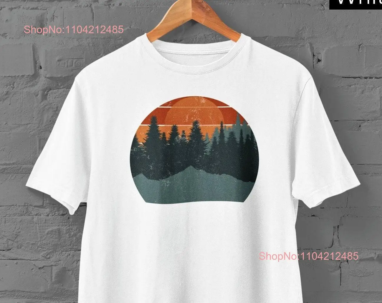 Orange sun t shirt green trees Adventure camping I love Nature lover Hiking Must Go to The Forest long or short sleeves