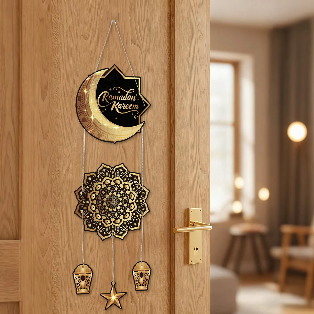 Eid Mubarak Door Hanging Flag Kareem Ramadan Decor for Home 2025 Ramadan Mubarak Islamic Muslim Party Decor Happy Eid Al Adha