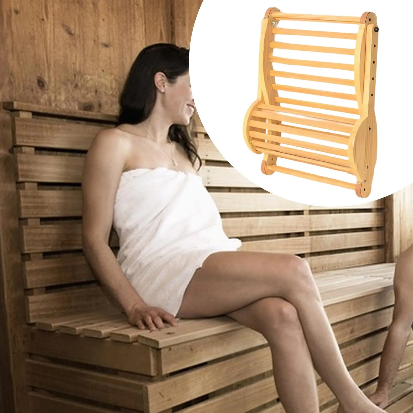 

Sauna Backrest with Headrest Comfortable S Shaped Ergonomic Design Back Rest Wooden Sauna Accessories for Men Women Steam Room