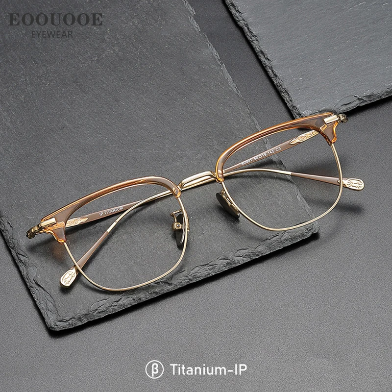 EOOUOOE Retro Glasses Frame Men Women Optics Carving Patterns Myopia Hyperopia Prescription Recipe Lenses Acetate Oculos