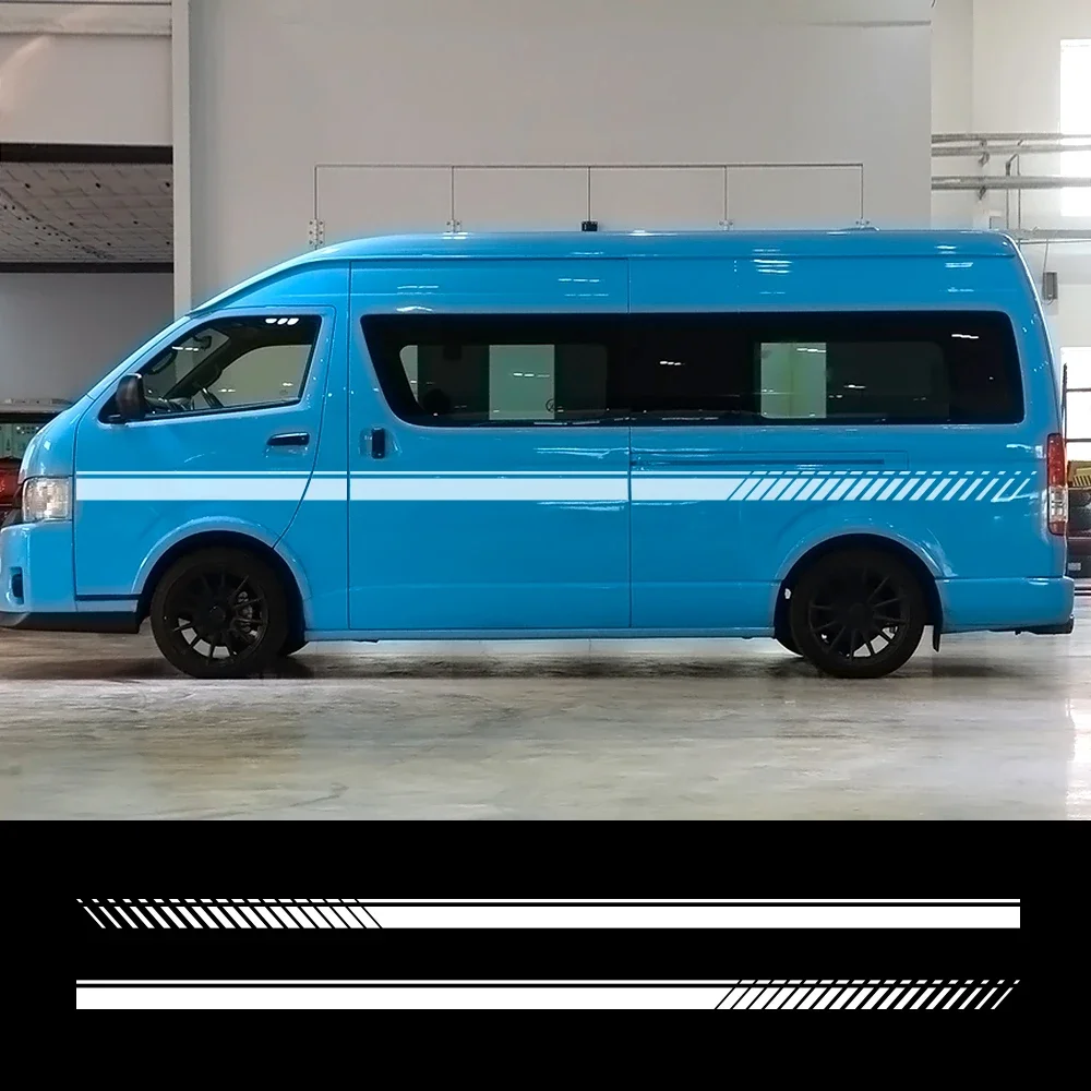 For Toyota Hiace Car Waist Line Side Long Stripes Decor Stickers Auto Body Decoration Vinyl Film Decals Tuning Accessories