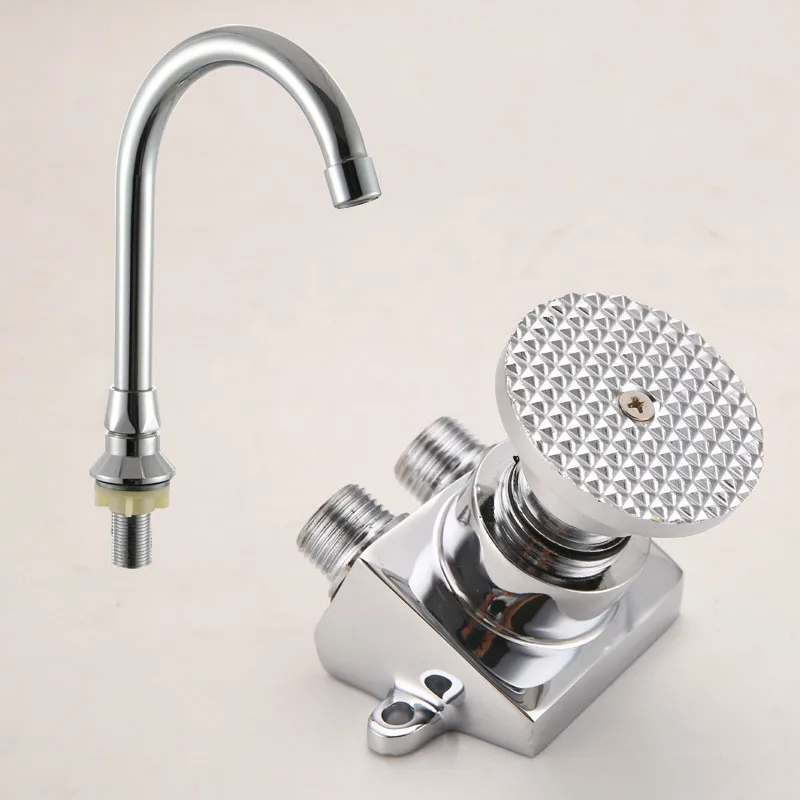 Brass  Faucet Basin Floor Mount Pedal Hospital Medical Laboratory Foot Switch Tap  Kitchen Bathroom  Farmhouse Sink