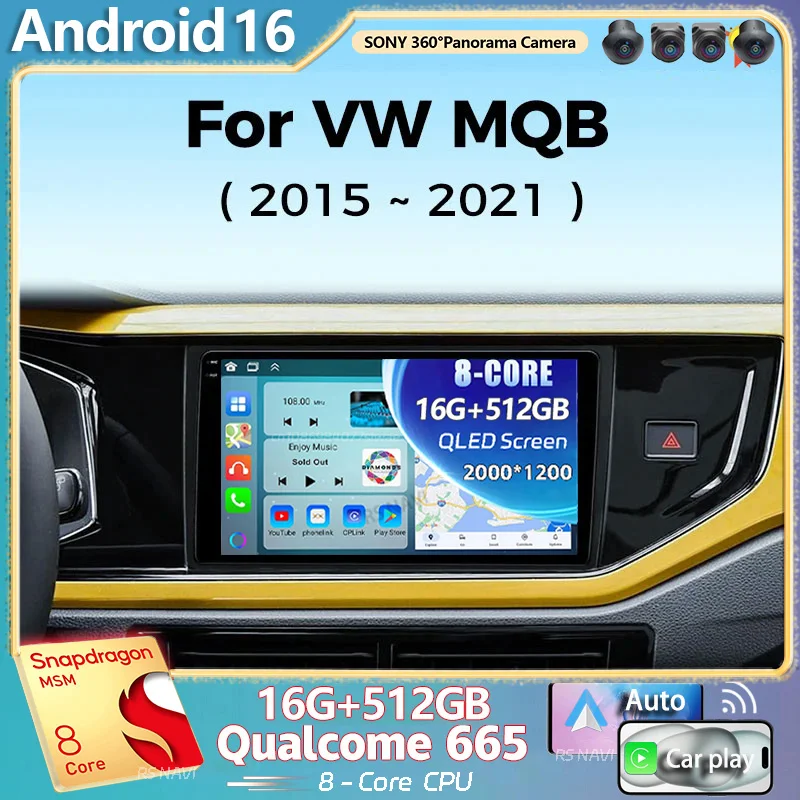 Radio Multimedia para Auto con Android 16 para VW Volkswagen MQB POLO VI Jetta MK7 T6 2015-2021, Reproductor de Video, GPS, Voz AI, CarPlay