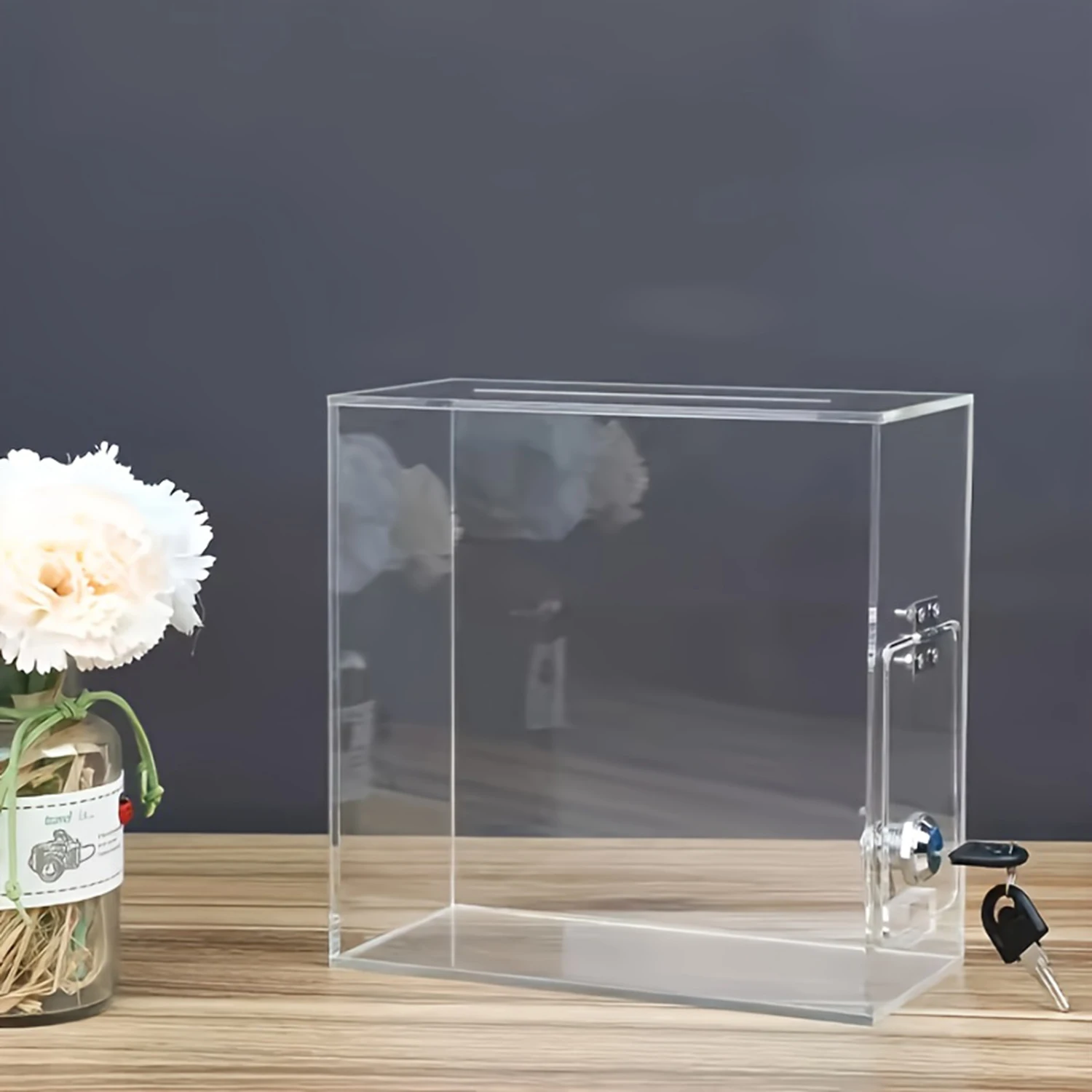 1 acrylic transparent lockable voting box, donation box, tip box, merit box, love box, charity suggestion collection