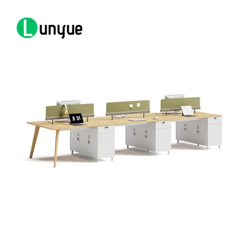 Modern MDF Wooden Office Desk with Solid Legs Staff Working Table Durable Computer Workstation for Home Business Furniture