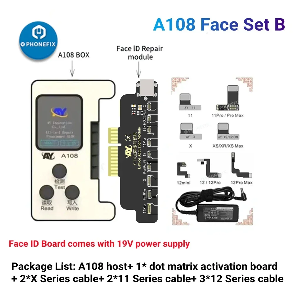 A108 BOX Face ID True Tone Programmeur de batterie pour iPhone X-14 Pro MAX Projecteur de points Lire Écrire Matrice de points Face ID Réparation